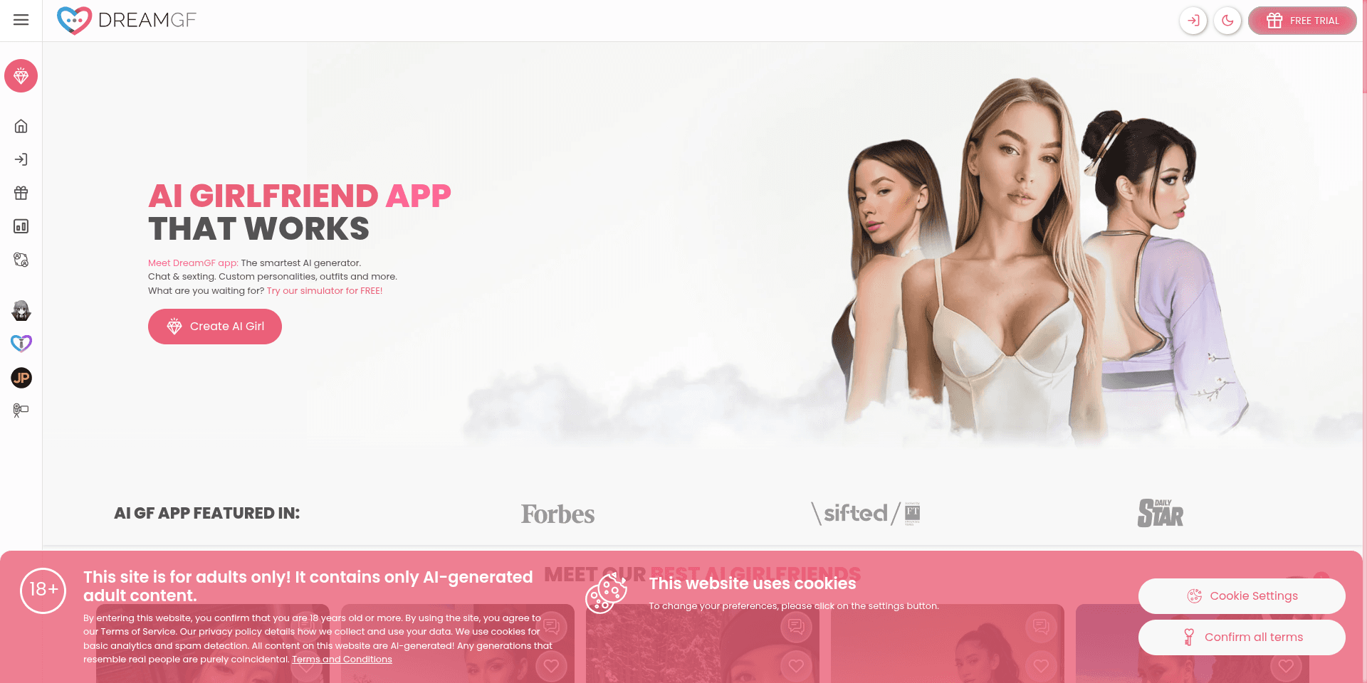 DreamGF app interface