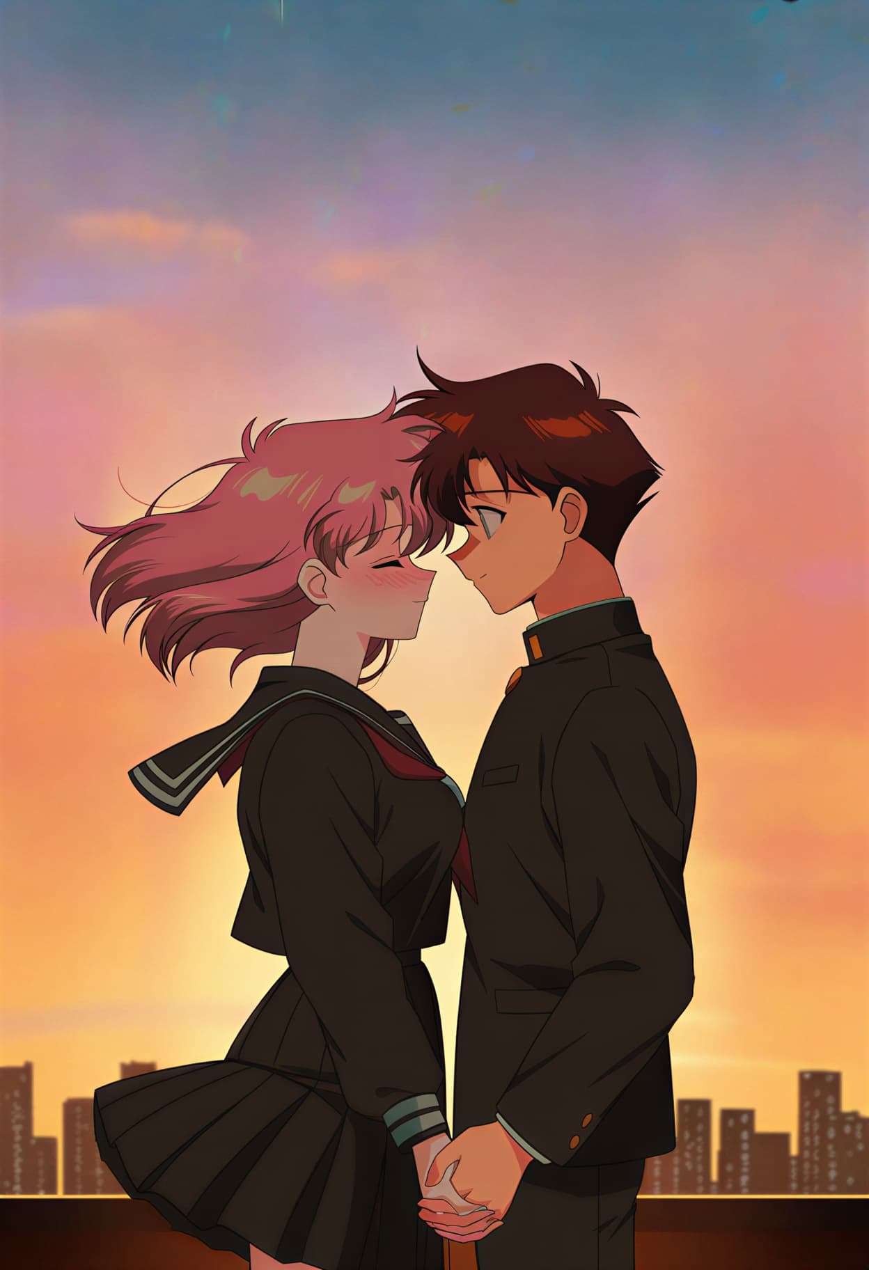 90s anime prompt sample - film grain and warm palette