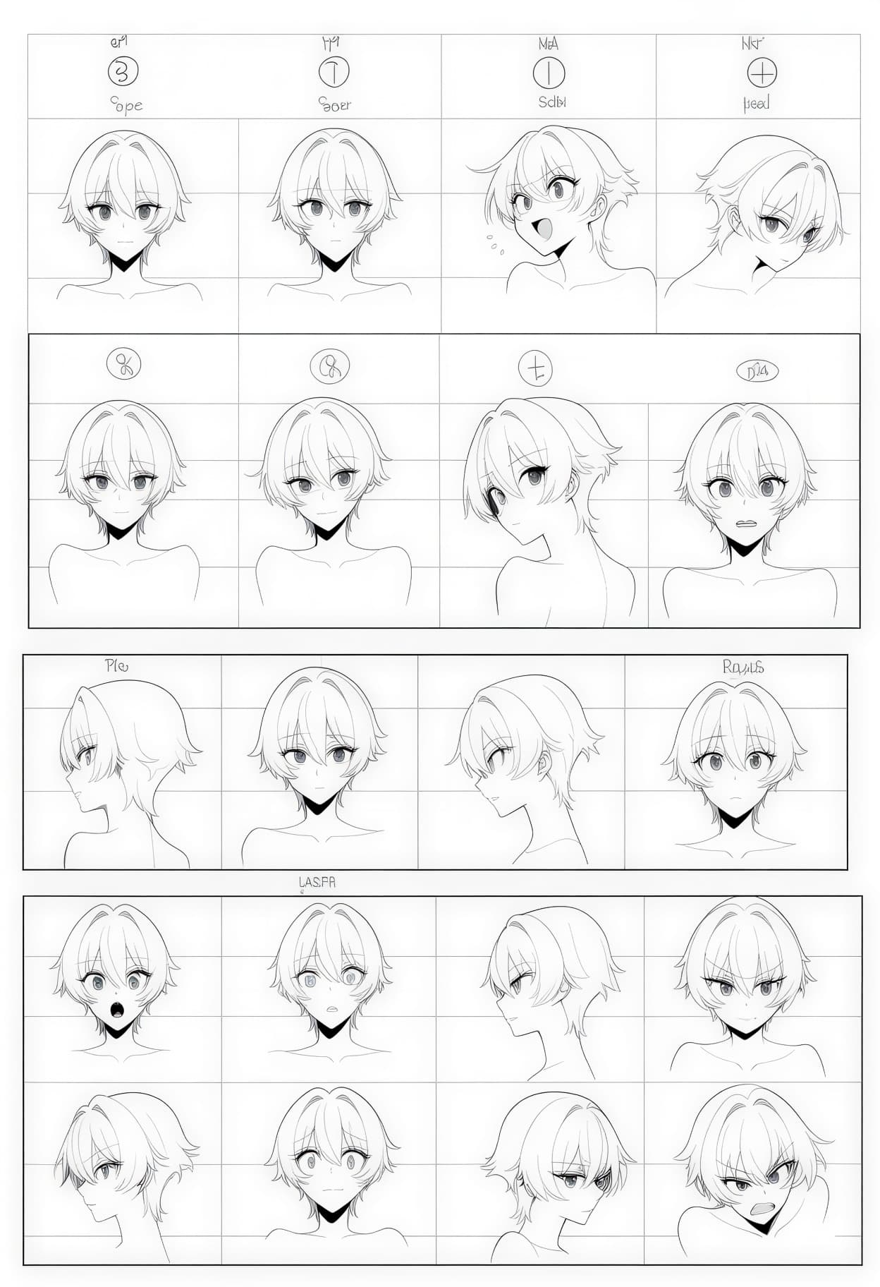 AI character sheet prompt sample — action pose sheet